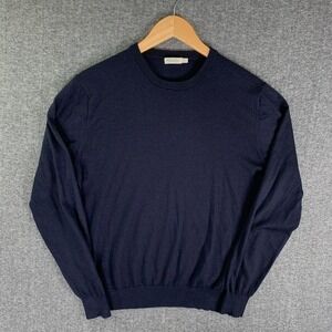 Suitsupply Wool Sweater Men Large Blue Long Sleeve Pullover Old Money